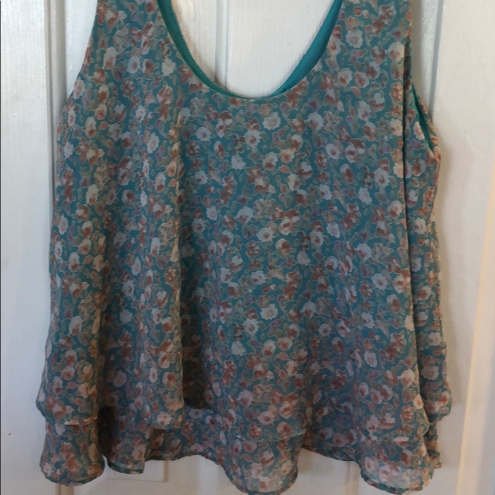 Floral, Layered Sheer Tank Top with Lining.